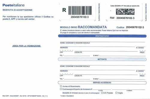 Modulo stampati raccomandata